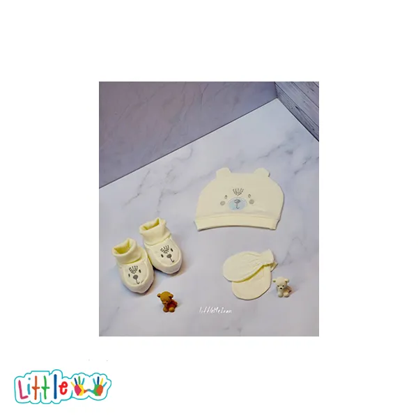 ست کلاه دستکش پاپوش نوزادی littleme مدل خرس 1