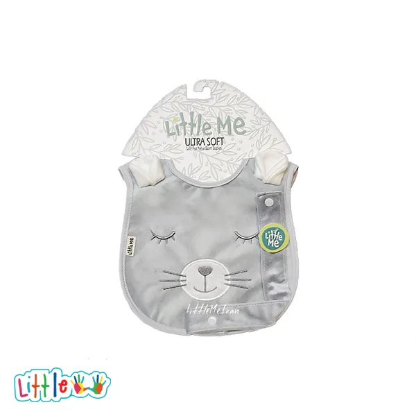 پیش بند گلدوزی همراه بند پستانک littlem طرح گربه 1