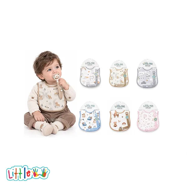پیش بند همراه بند پستانک littleme طرح خرس و قلب