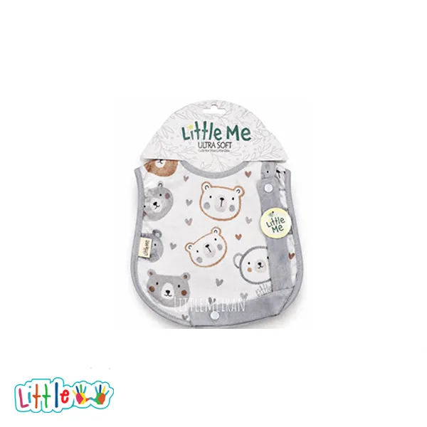 پیش بند همراه بند پستانک littleme طرح خرس و قلب
